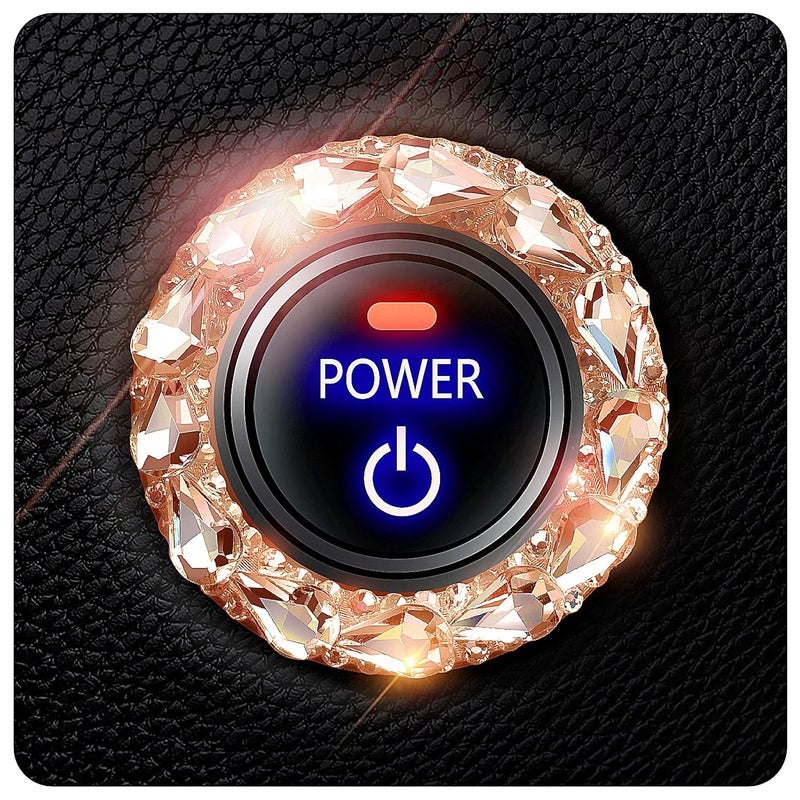 Murimt Bling Car Button Start Button Cover/Sticker for Wowen, Car Engine Start Stop Trim Ring, Shiny Crystal Rhinestone Key Ignition and Knob Ring (Gem Rose Gold)… - Image 1